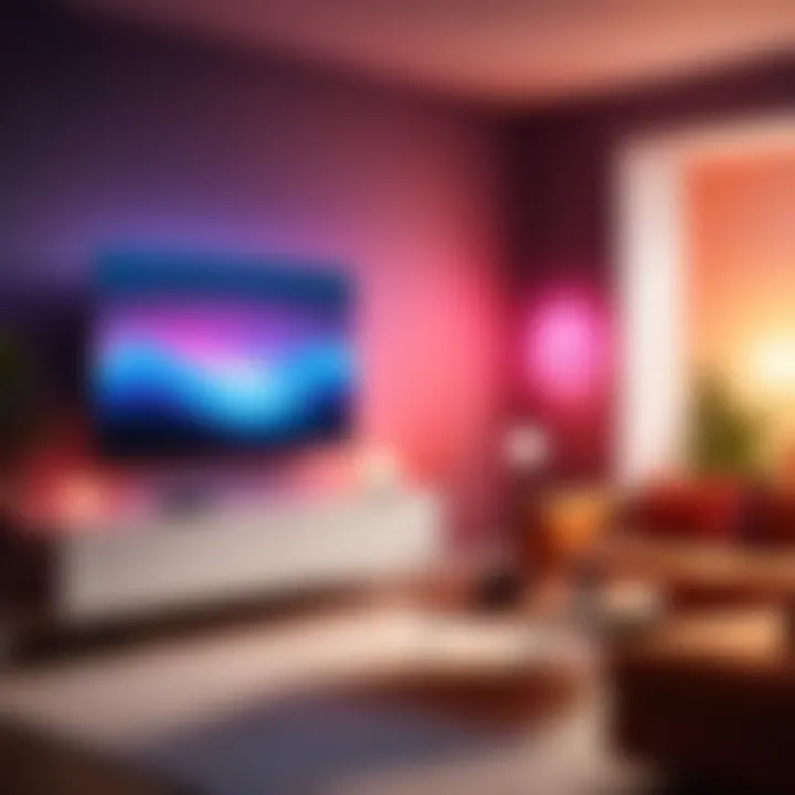 Vibrant Philips Hue lighting in a modern living space