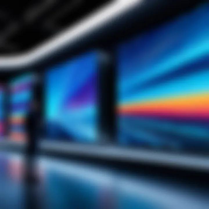 Dynamic video wall display showcasing vibrant visuals