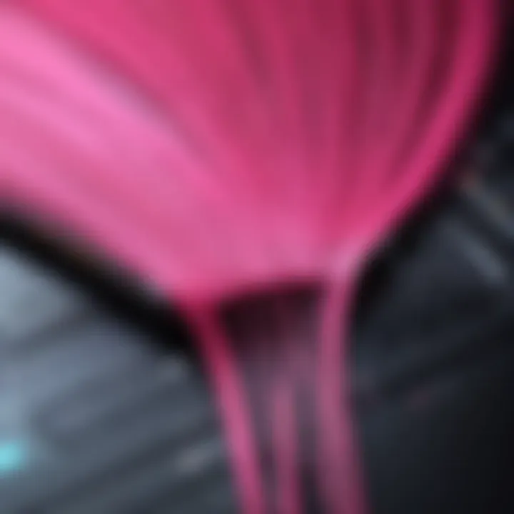 Close-up of pink hair track installation technique