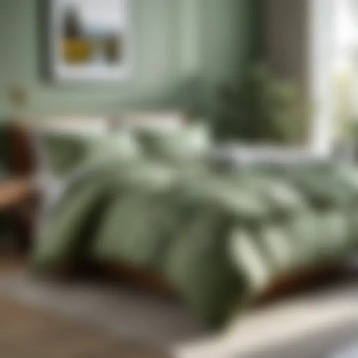 Stylish bedroom decor featuring sage green floral bedding