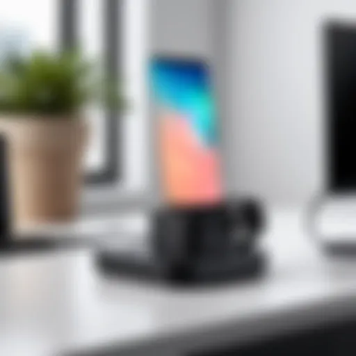 Samsung Galaxy Watch Charger Stand in a modern workspace