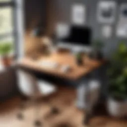 A stylish small desk on casters in a modern home office setting showcasing versatility.