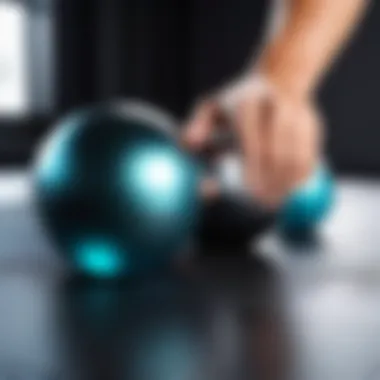 A close-up of toning balls being integrated into a Pilates routine for improved alignment.