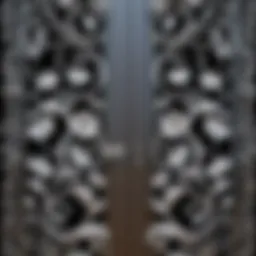 Intricate design of a wrought iron garden gate featuring floral motifs