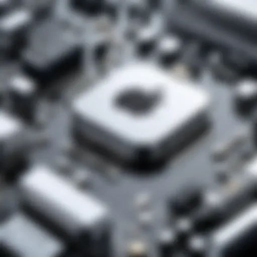 Detailed view of an Apple logic board showcasing its architecture.
