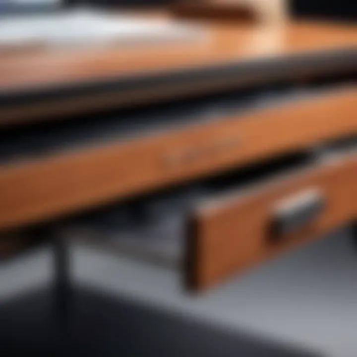 Close-up of Baxton Studio desk materials highlighting quality craftsmanship