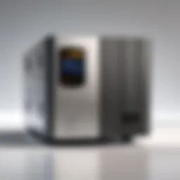 A high-quality UPS system showcasing its compact design and advanced features.