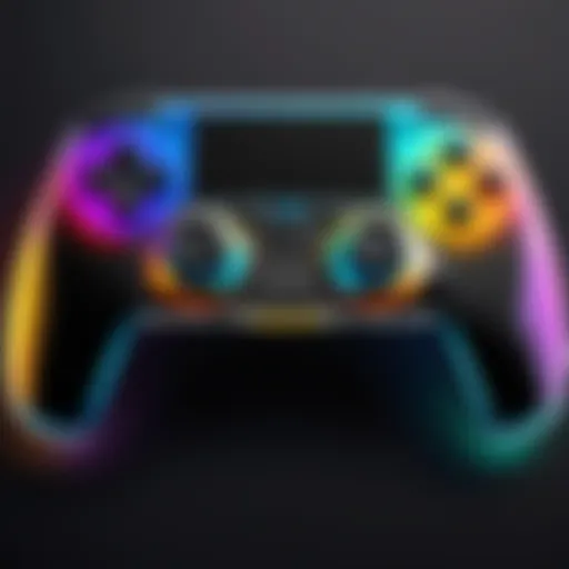 A sleek phone gamepad showcasing its ergonomic design and vibrant colors.