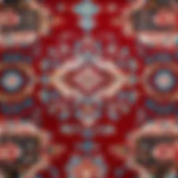 A detailed view of an Indo Serapi wool rug showcasing its intricate patterns and vibrant colors.
