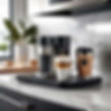 Stylish magnolia coffee cup holder in modern kitchen setting