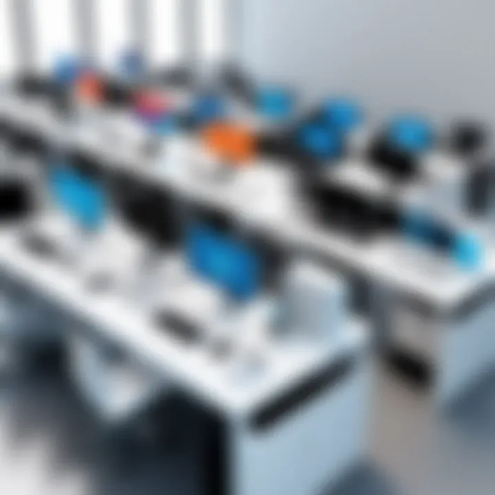 A diverse range of lap work stations catering to different user needs
