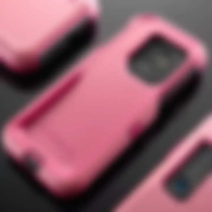 Close-up view of the pink OtterBox showcasing its sleek design