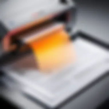 High-Quality Print Output from Mobile Laser Printer A close-up of printed documents from a mobile laser printer