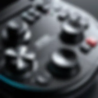 Close-up of the buttons and joystick on the controller