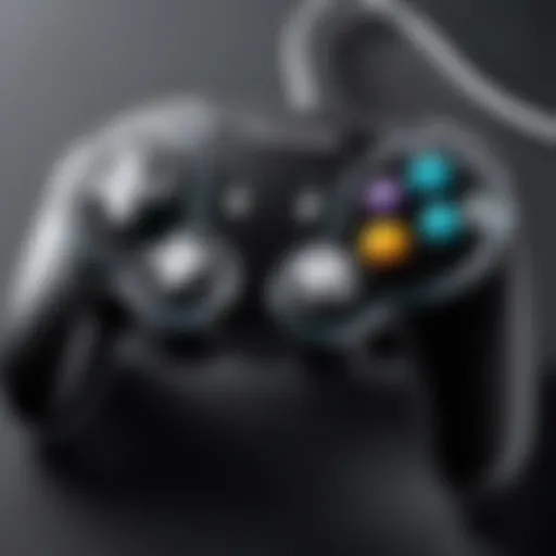 Detailed view of the wired GameCube controller