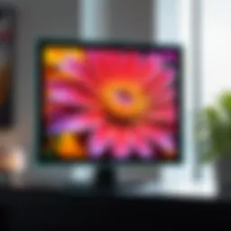 Elegant display of a digital picture frame showcasing vibrant artwork