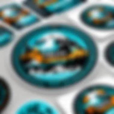 Creative Design Options for Yeti Stickers Various design options for waterproof stickers displayed creatively on Yeti products.