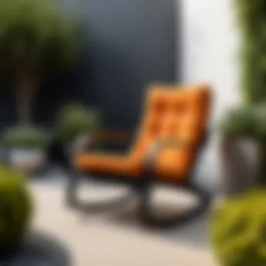 Stylish design of a heavy duty outdoor rocker chair in a garden setting