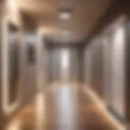 Elegant LED motion sensor lighting in a modern hallway