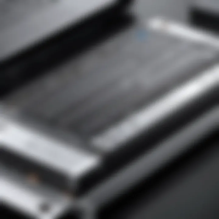Close-up of an HP Elite laptop battery