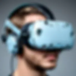 Close-up of HTC Vive headset showcasing its advanced design