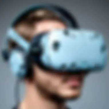 Close-up of HTC Vive headset showcasing its advanced design