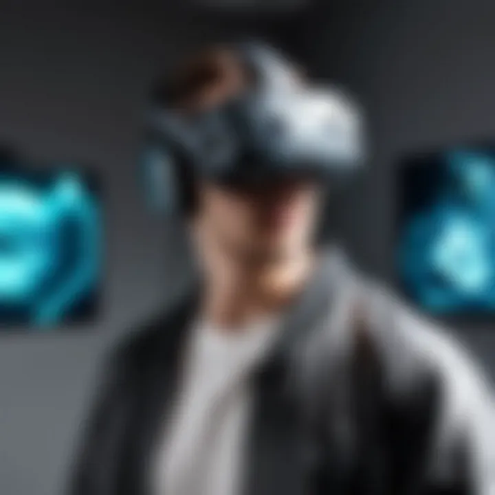 User immersed in a virtual reality environment using HTC Vive