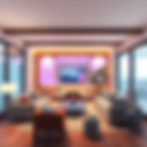 Modern Living Room with Innovative Hue Retrofit Lighting Innovative hue retrofit lighting in a modern living room