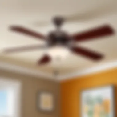 Illustration of ceiling fan with remote control functionality