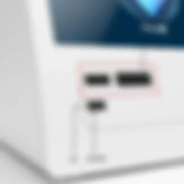 Connectivity Features of the iHome iPod Speaker Dock Close-up of iHome iPod speaker dock's connectivity options