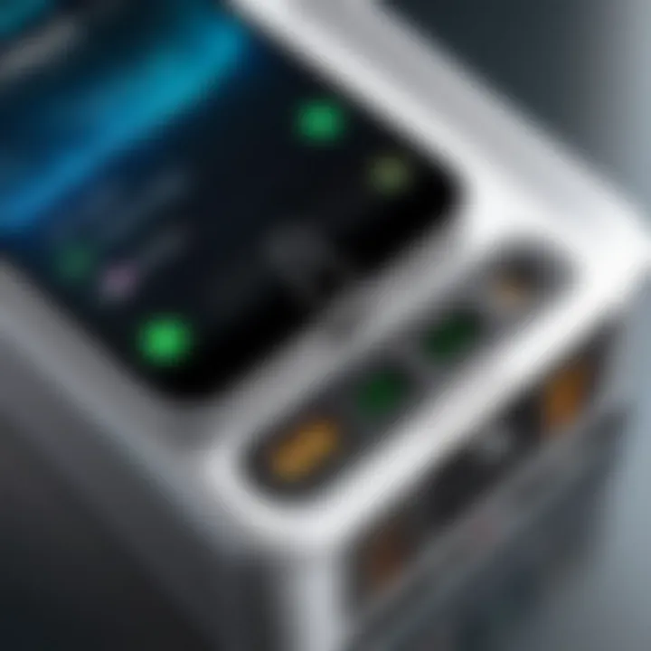 Close-up of ihome powerbank's charging ports and features