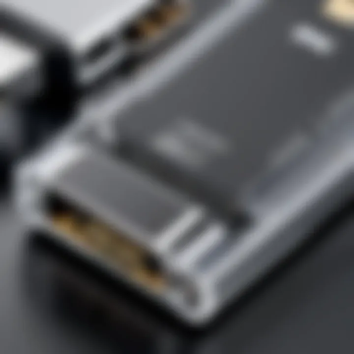 Close-up of USB Type-C SD card reader showcasing ports