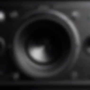 Close-up view of the Infinity self-powered subwoofer's control panel