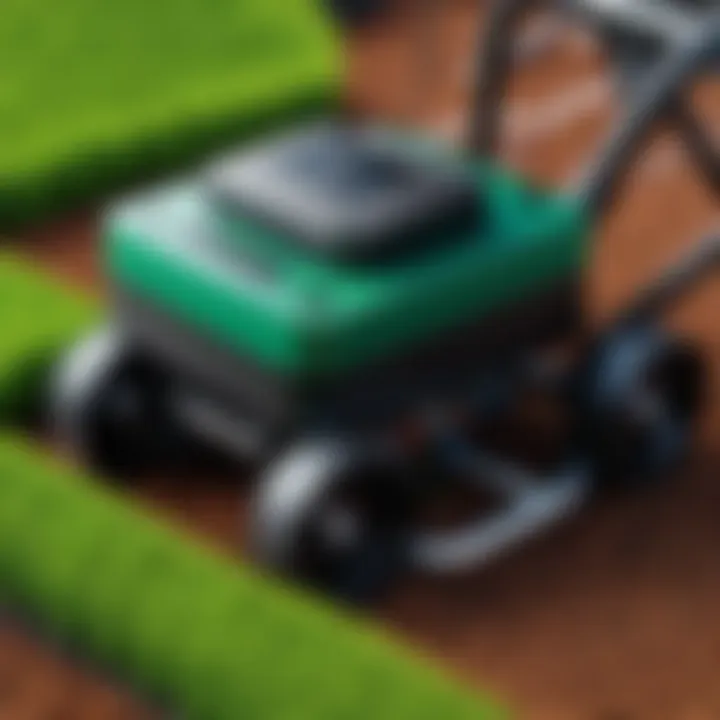 An installation guide for an automatic lawn fertilizer system, illustrating key components and setup.