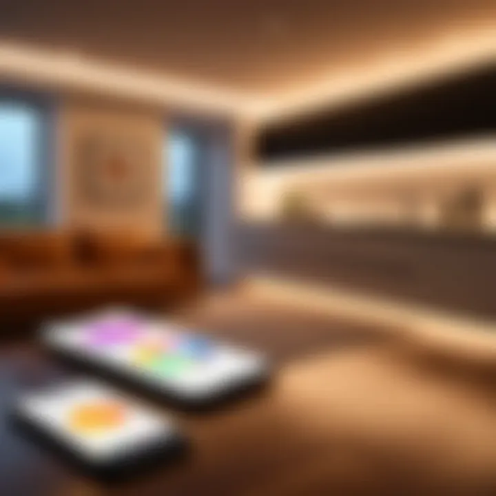 User controlling LED strip lighting through HomeKit app