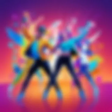 Vibrant Gameplay Experience in Just Dance Ultimate Dynamic gameplay scene from Just Dance Ultimate showcasing vibrant visuals.
