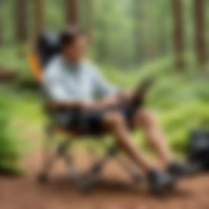 Person sitting comfortably in Kijaro Dual Lock Camping Chair