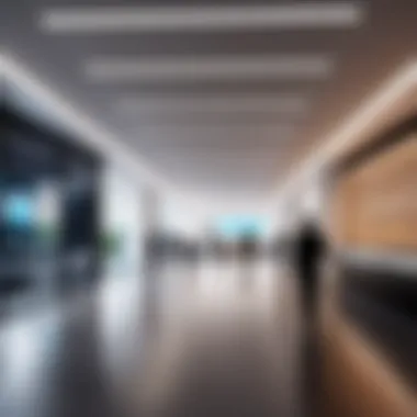 LED flow lights installed in a modern commercial space, highlighting their effectiveness.