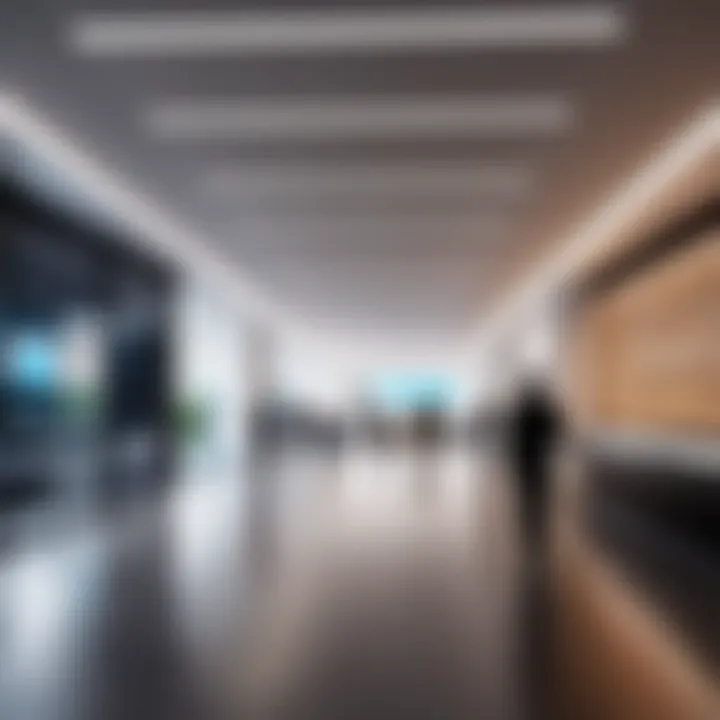 LED flow lights installed in a modern commercial space, highlighting their effectiveness.