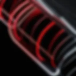 Close-up view of LED flow lights showcasing their design and illumination.