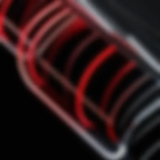 Close-up view of LED flow lights showcasing their design and illumination.