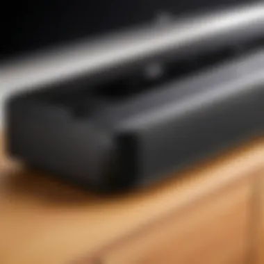 Close-up view of the connectivity options on the LG Atmos Soundbar