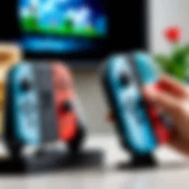 Close-up of an Amiibo figurine on a Nintendo Switch console