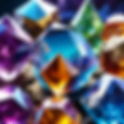 Detailed view of different Creation Crystals in Skylanders Imaginators