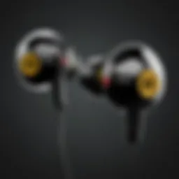 Close-up view of Skullcandy earbuds showcasing design.