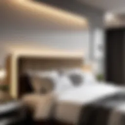 Sleek modern over the headboard reading lamp illuminating a cozy bedroom