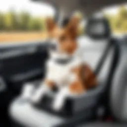 A pet comfortably seated in a car with a seat extender