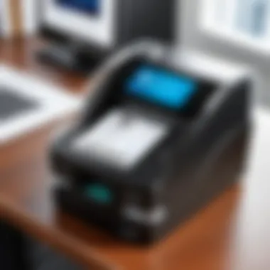 Modern Photo ID Badge Machine in Use Overview of a modern photo ID badge machine in an office setting