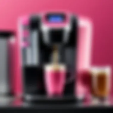 Brewing Technology of the Pink Single Serve Keurig Close-up view of the brewing technology in action