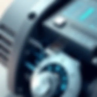 Close-up of the technology integrated into a cordless air pump